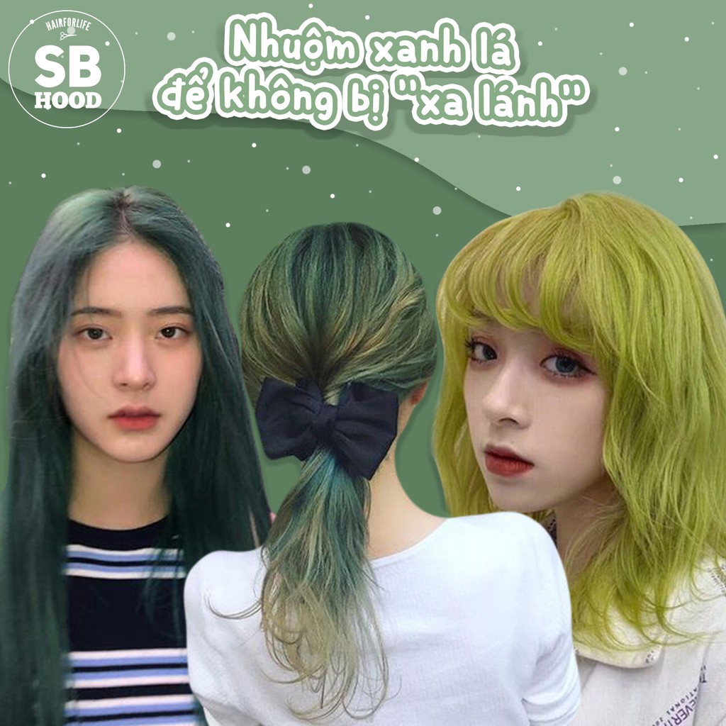 Thuốc nhuộm tóc SB Hood tone màu xanh lá/xanh rêu, tặng kèm Oxy