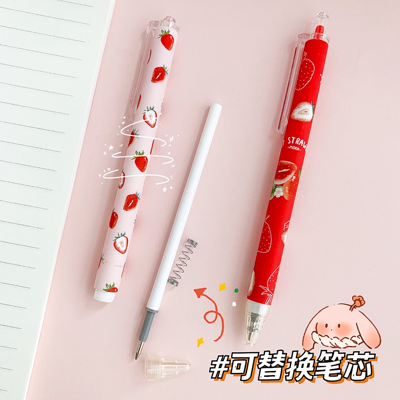 Set 6 Bút Gel Đen Họa Tiết Trái Cây Dễ Thương