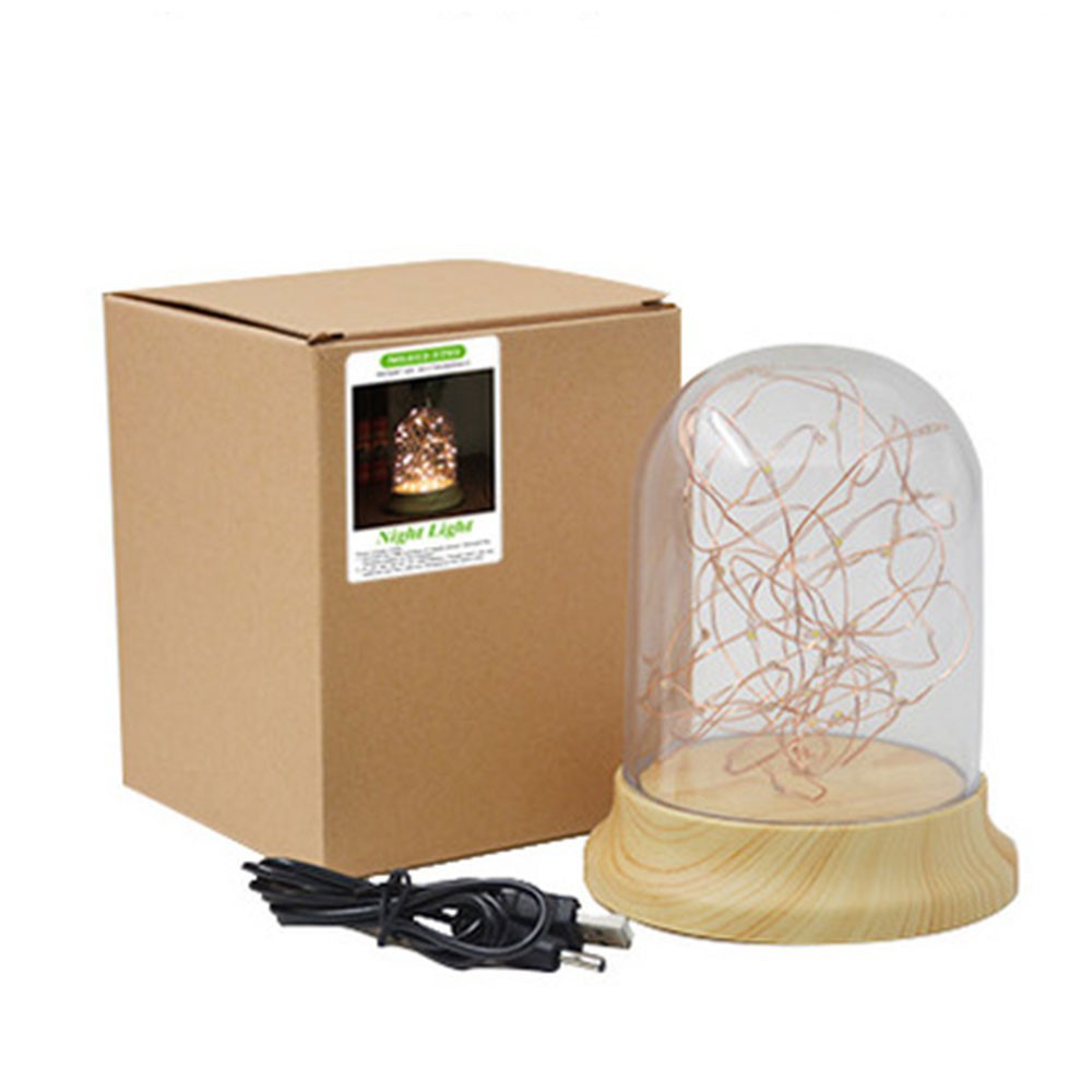 Đèn Ngủ USB Trong Suốt Bằng Gỗ Tạo Hình Bông Hoa Màu Bạc Trang Trí Lãng Mạn Quà Tặng Lãng Mạn