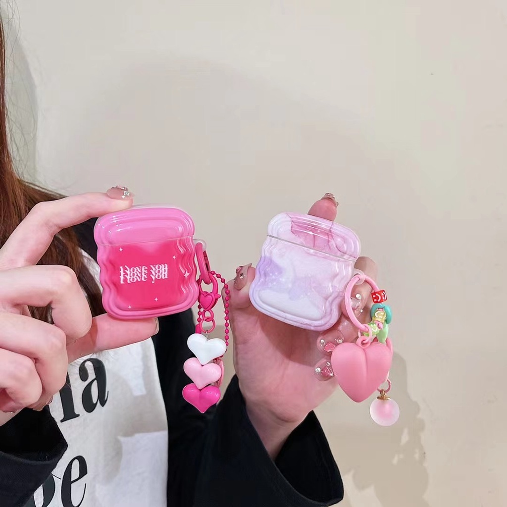 Vỏ Bảo Vệ Hộp Sạc Tai Nghe Bluetooth airpods 1 2 pro Bằng tpu Mềm Họa Tiết Hoa Hồng Gợn Sóng Dễ Thương Mới