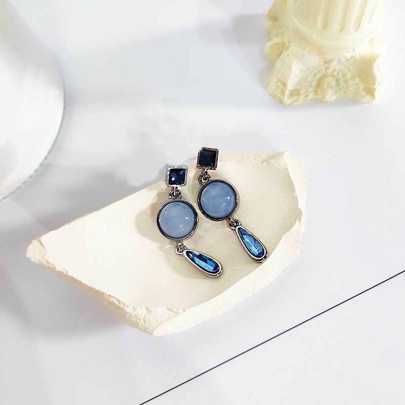 Bông tai Etrendy hình học đính đá opal tòn ten thanh lịch phong cách vintage mới dành cho bạn nữ