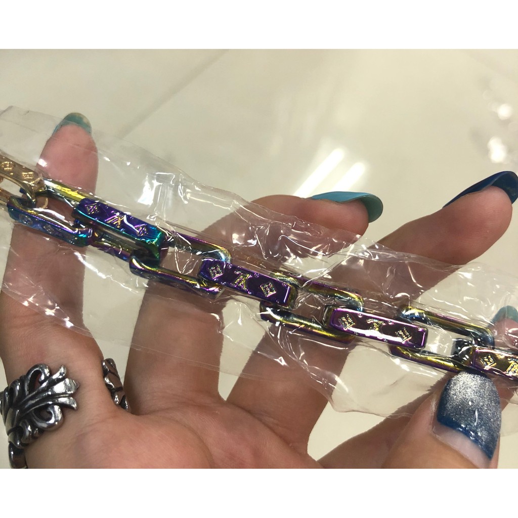 Vòng tay dạng xích nhiều màu bằng kim loại 21cm cho unisex