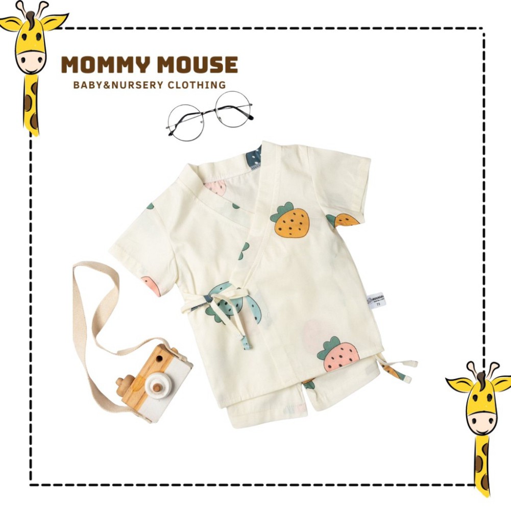 freeship Bộ ngủ Pyjama cộc tay họa tiết hoạt hình, đồ bộ Yukata dễ thương cho bé