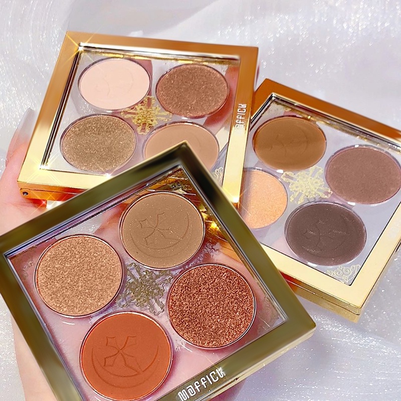 Bảng Phấn Mắt Bốn Màu Sắc Tông Lì/Hiệu Ứng Ngọc Trai Siêu Nhỏ Trang Điểm Xinh Xắn 4 Màu Tùy Chọn Cho Nữ