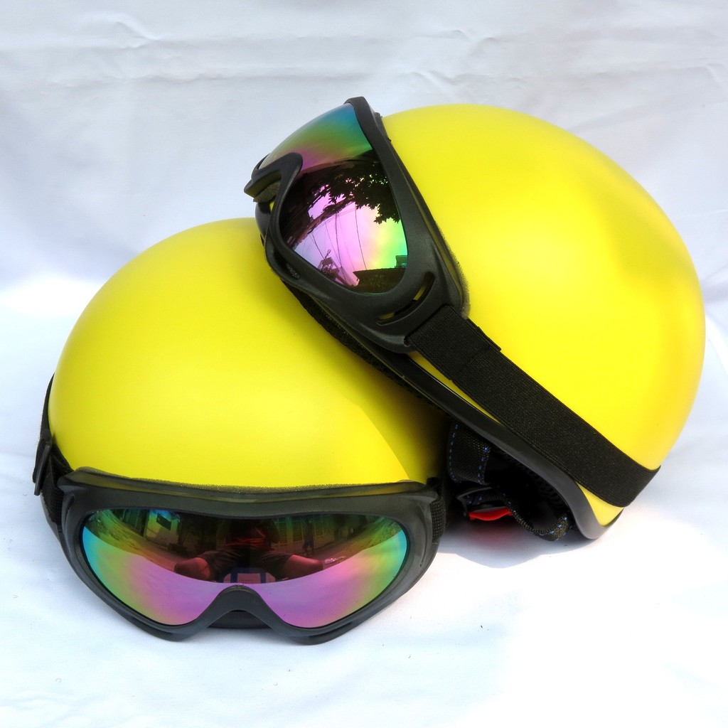 Mũ bảo hiểm 1/2 NTMAX vàng nhám + kính phi công hoặc kính uv400