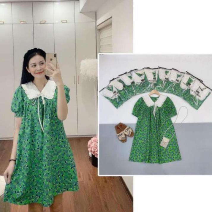 ĐẦM HOA NHÍ, VÁY HOA NHÍ XANH CỔ PITER PHỐI TRẮNG | BigBuy360 - bigbuy360.vn