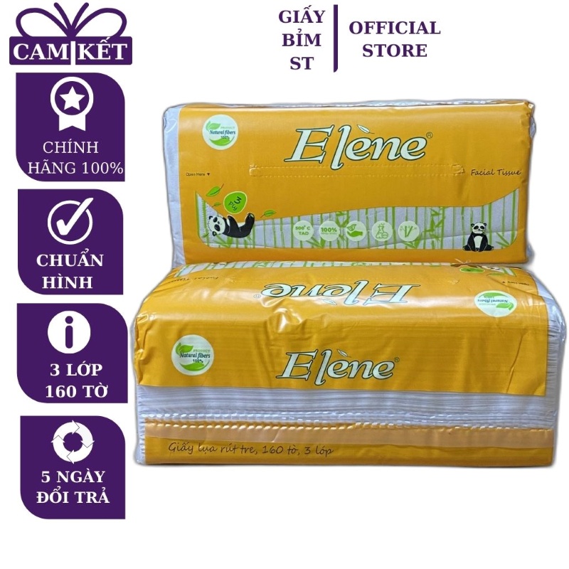 Giấy ăn rút Elene tre 160 tờ x 3 lớp gói to