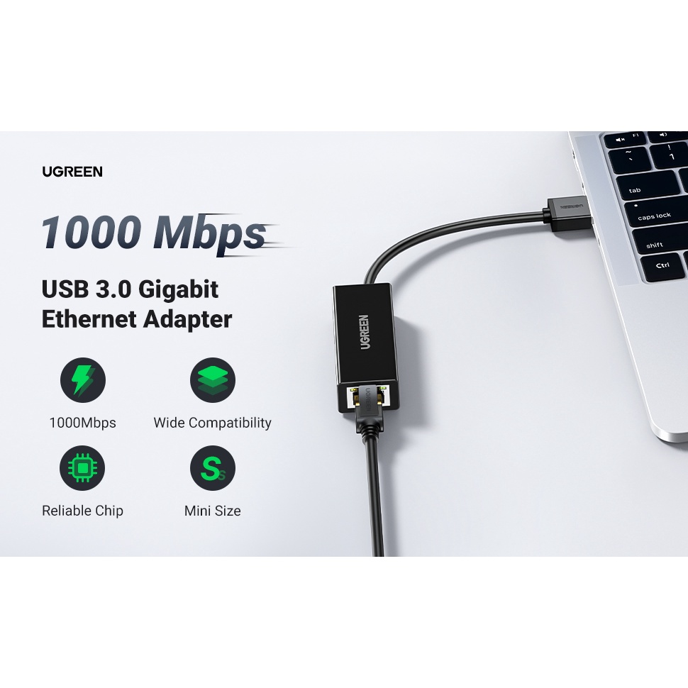USB to LAN 3.0 chính hãng Ugreen 20256 tốc độ 10/100/1000Mbps Cao cấp  - Card mạng Lan cổng Usb