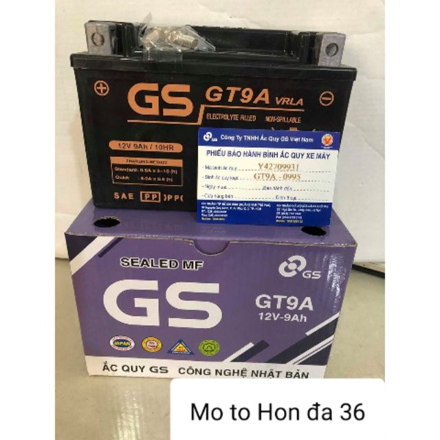 Bình Ắc Quy Khô GS GT9A (12V-9Ah) bình lùn