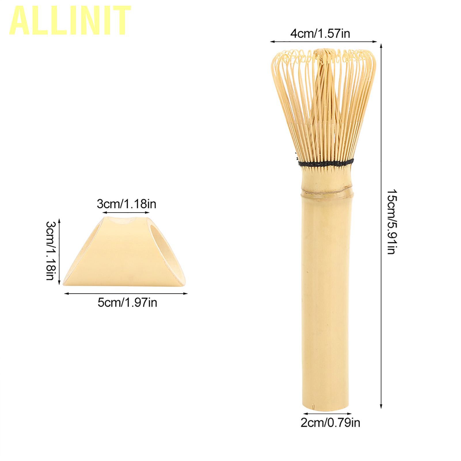 Allinit Natural Bamboo Chasen Matcha Green Tea Whisk Long Handle Powder Brush Tool