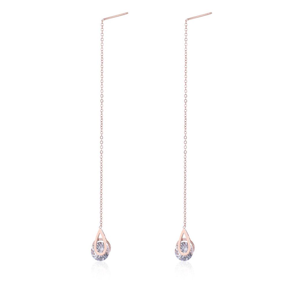 Bông Tai Dạng Xỏ Hình Giọt Nước Phong Cách Tối Giản Hiện Đại