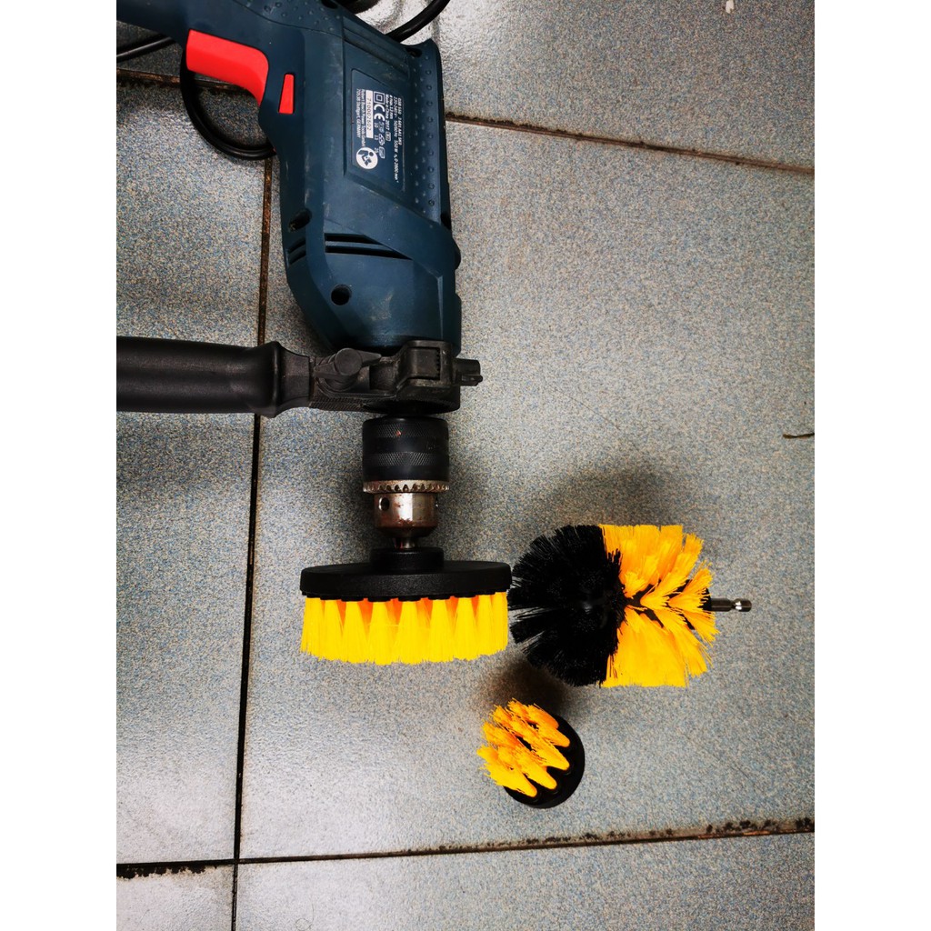 Bộ 3 Đầu Bàn Chải Gắn Máy Khoan Cầm Tay Vệ Sinh Nhà Cửa Nội Thất