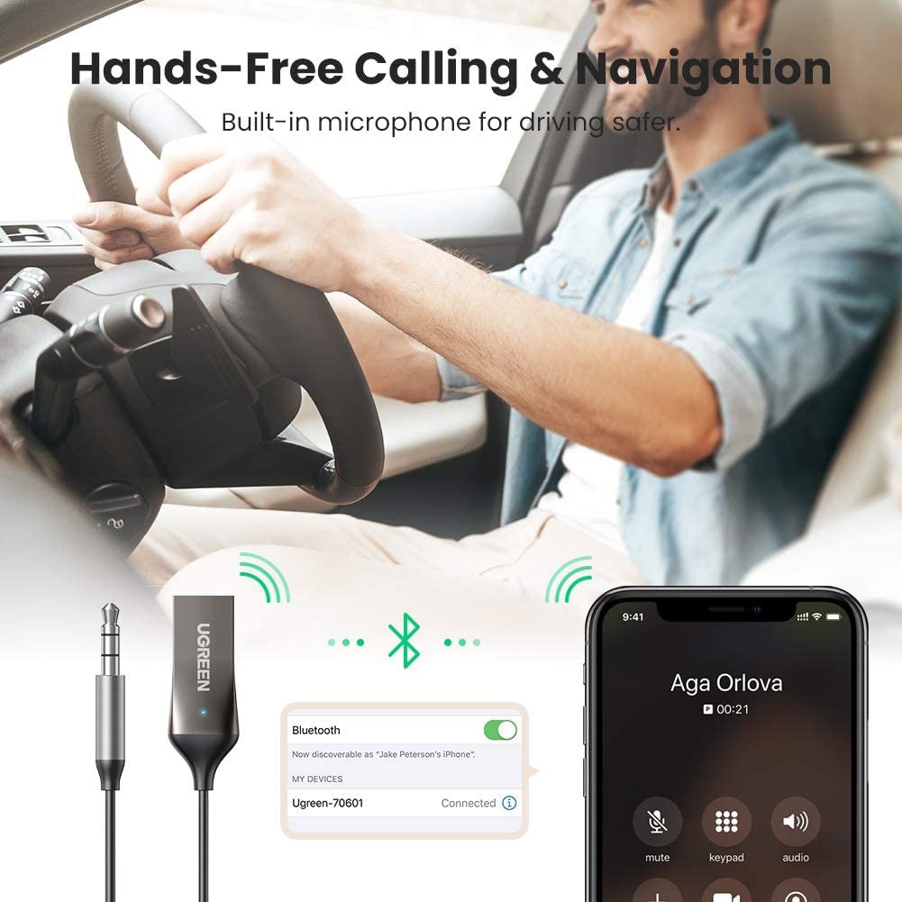 (Hàng Chính Hãng) Bộ thu Bluetooth 5.0 tích hợp mic đàm thoại Ugreen 70601