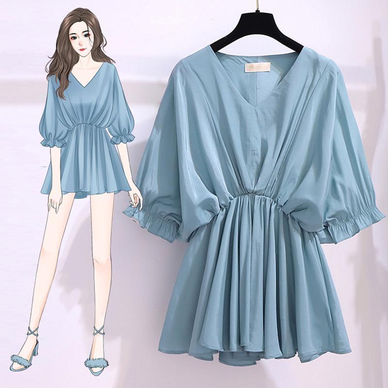 Áo Kiểu Tay Ngắn Cổ Chữ V Plus Size C9392 (40-97KG)