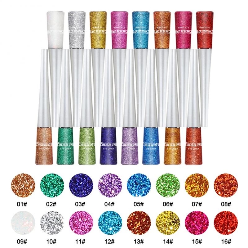 Bộ Bút Kẻ Mắt/Kẻ Mắt Nhũ Kim Tuyến 16 Màu Tùy Chọn Chống Thấm Nước Và Lâu Trôi Phong Cách Âu Mỹ