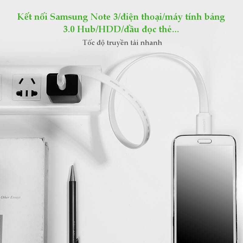 Dây cáp Micro USB 3.0, mạ vàng, dài từ 0.25-2M UGREEN US130 có dạng dây dẹt và tròn - Hàng phân phối chính hãng