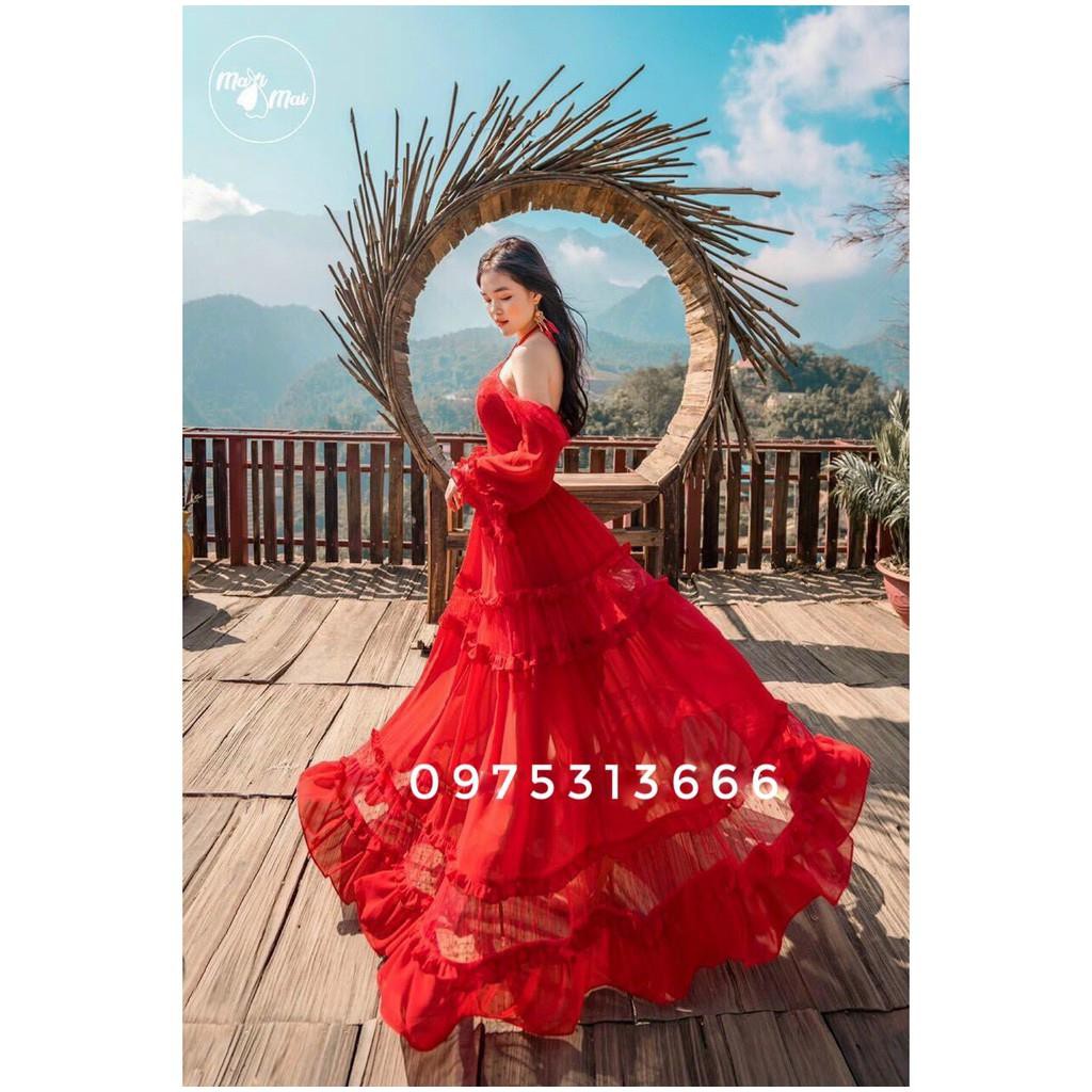 Đầm Maxi Đi Biển, Váy Maxi Đi Biển V115, Chất Voan, Mềm Mát, Màu Đỏ, Siêu Phẩm Của Tín Đồ Sống Ảo, Nhìn Là Mê.