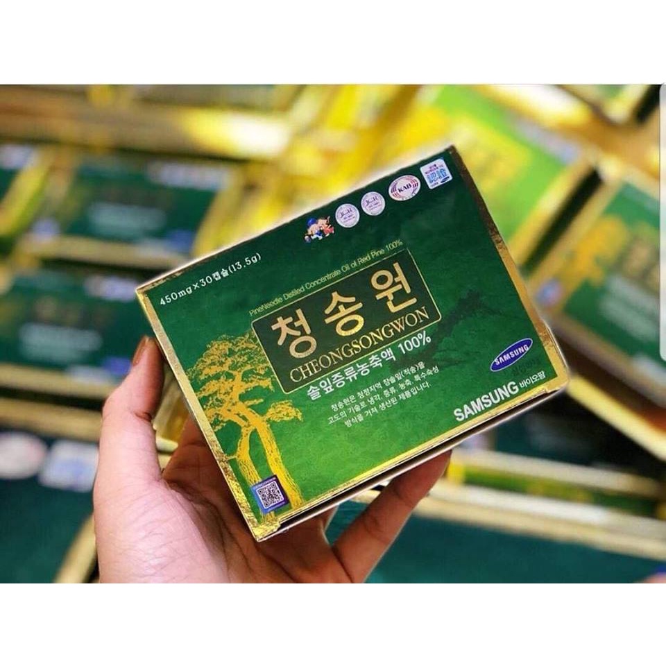 Tinh Dầu Thông Đỏ Cheongsongwon Hàn Quốc Hộp Xanh 180v hoanggamkorea