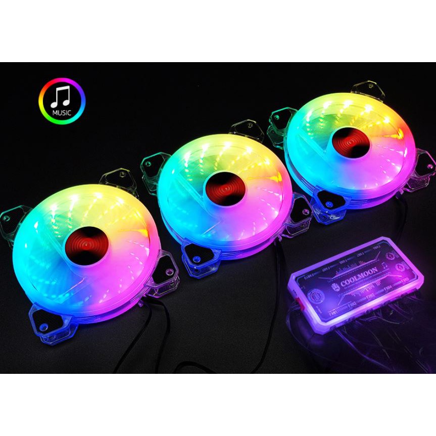 Quạt Tản Nhiệt, Fan Led RGB Coolmoon X2, 16 Triệu Màu, 366 Hiệu Ứng - Đồng Bộ Hub