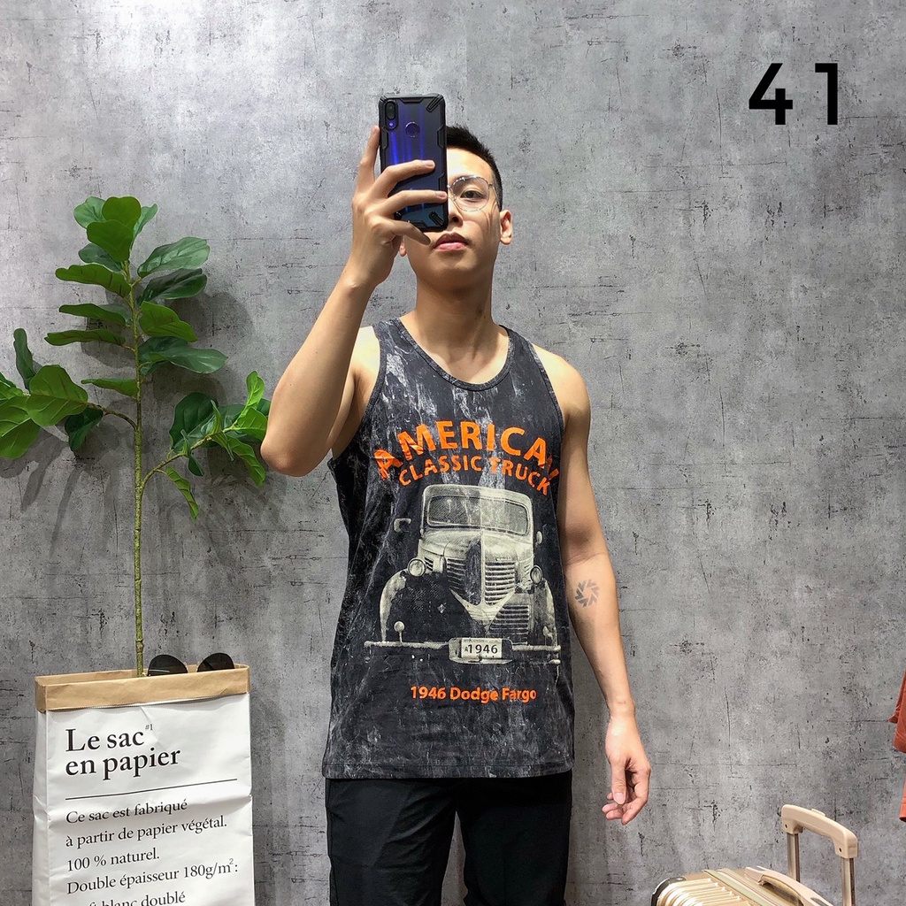 Áo ba lỗ gym tanktop sát nách thể thao bigsize cotton họa tiết đầu lâu cao cấp nam SNTL 63