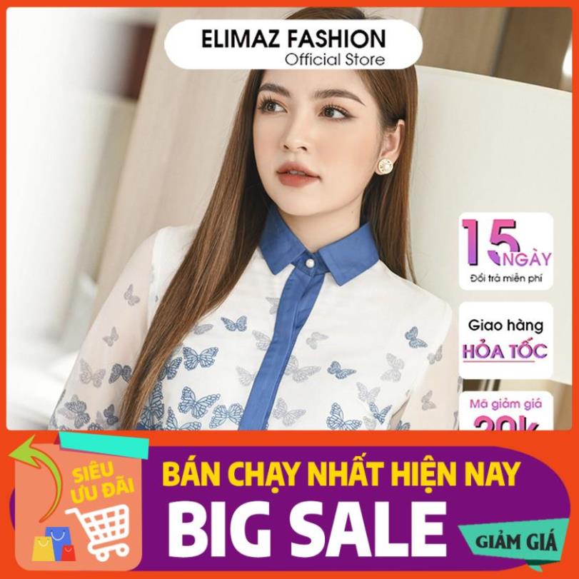 Áo sơ mi nữ công sở họa tiết hồ điệp mẫu áo kiểu hoa 3D thủ công mã Elimaz EA20.228