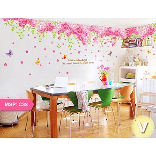 Decal dán tường Tán hoa anh đào hồng