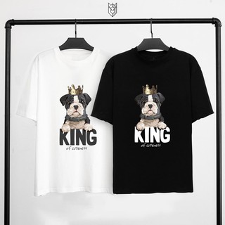 Áo thun tay lỡ unisex King Dog, áo thun nam nữ form rộng vải cotton - GW Shop