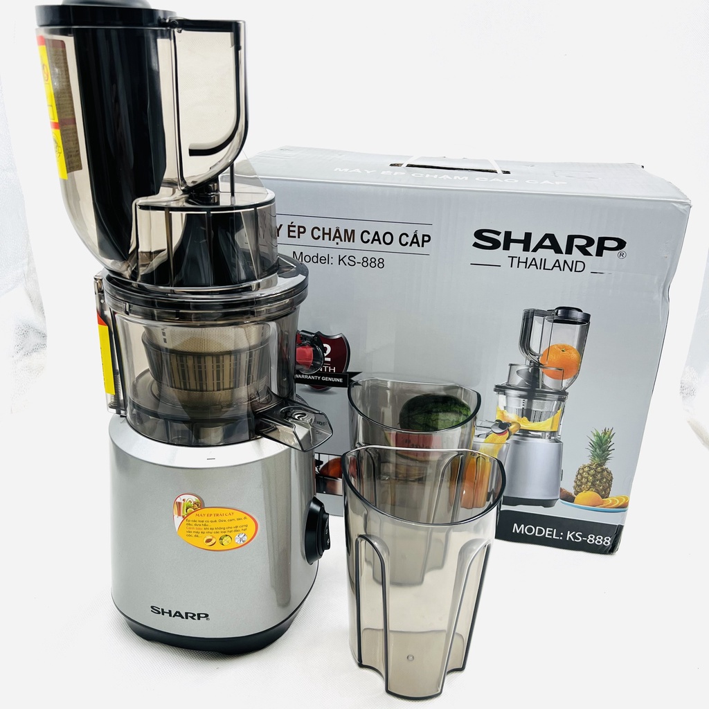Máy ép chậm, Máy Ép Trái cây SHARP KS 888, Công suất lớn ép siêu kiệt bã - dễ tháo lắp, vệ sinh, BH chính hãng 12Th