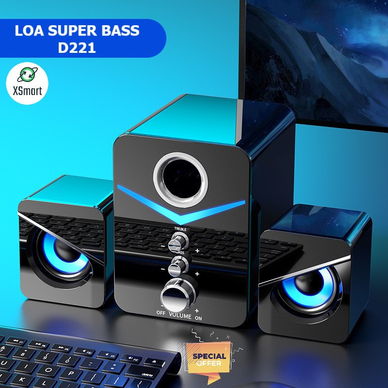 Loa vi tính để bàn MC D221 SUPER BASS cực đã, có LED, dòng loa máy tính cao cấp cho laptop, pc, điện thoại | BigBuy360 - bigbuy360.vn