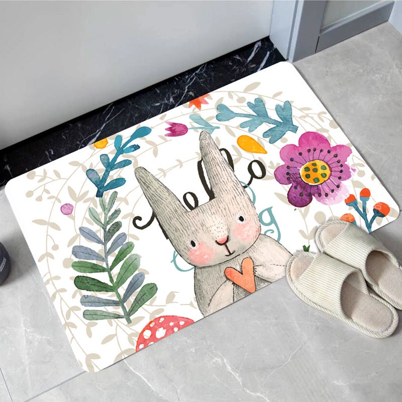 Thảm lót cửa chùi chân Vải Flannel Thấm Hút Tốt Chống Trượt Nhanh Khô Tiện Dụng