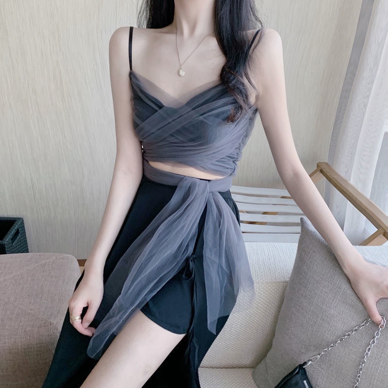 Set Áo Thun Phối Lưới Và Chân Váy Xẻ Tà Thời Trang Dành Cho Nữ