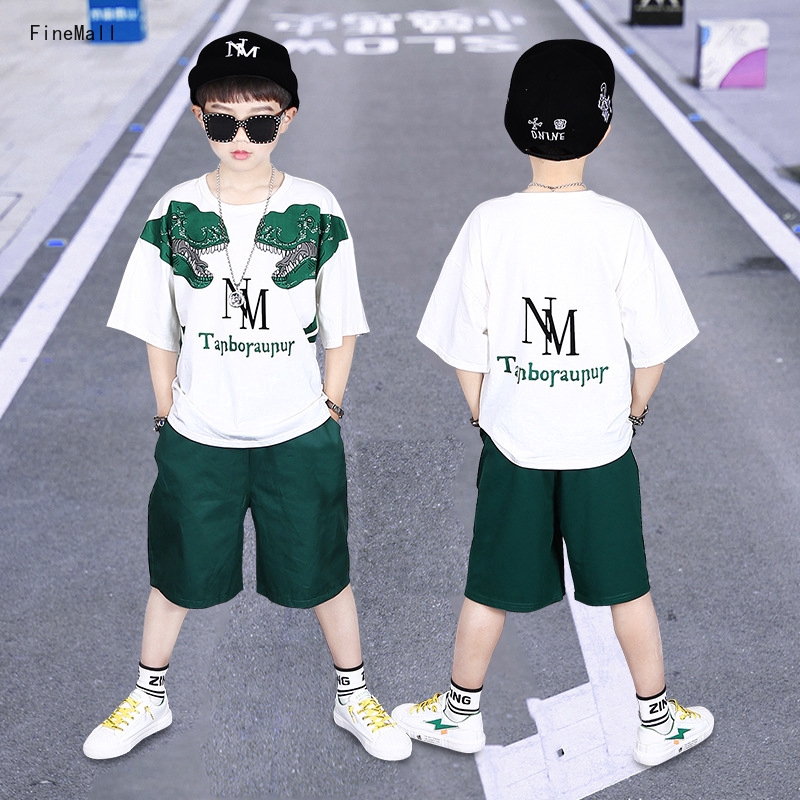 Set Áo Thun Tay Ngắn &amp; Quần Short Cho Bé Trai 3-19 Tuổi