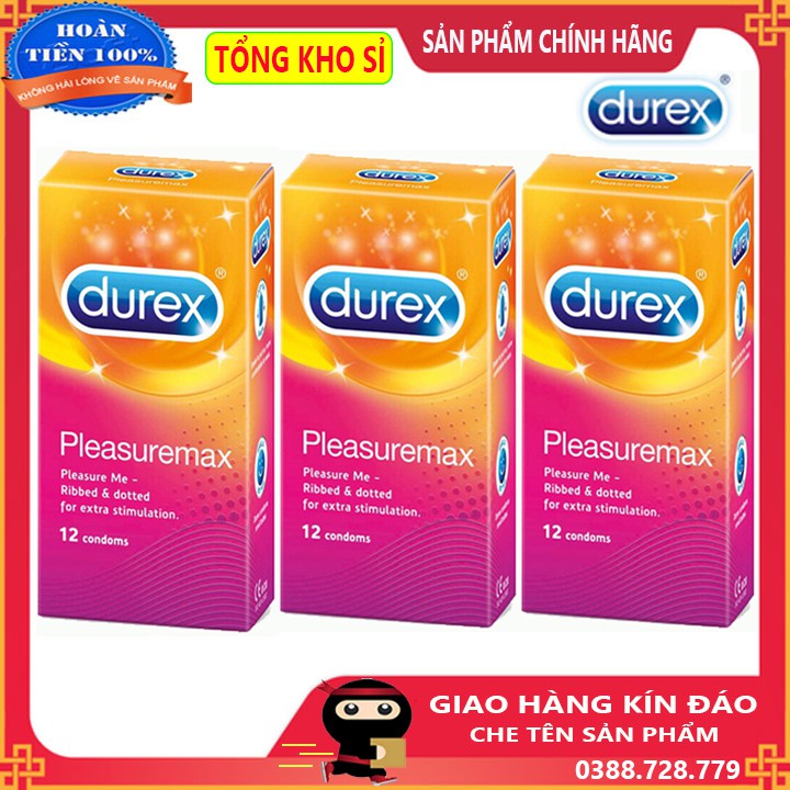 Bộ 2 hộp bao cao su Durex Pleasuremax 12 bao tặng thêm 1 hộp