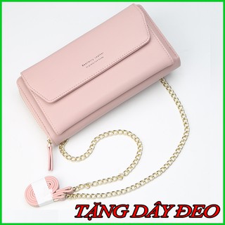 [TẶNG DÂY ĐEO] Ví Nữ Cầm Tay Có Dây Đeo Chéo,Ví Nữ Đeo Chéo Màu Hồng, Đỏ, Đen, Xanh