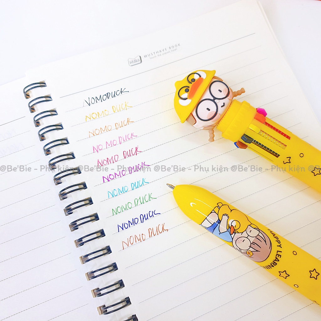 Bút bi học sinh nhiều màu hình cô bé cute, Bút bi mực nước Nomo Duck BeBie - BP517