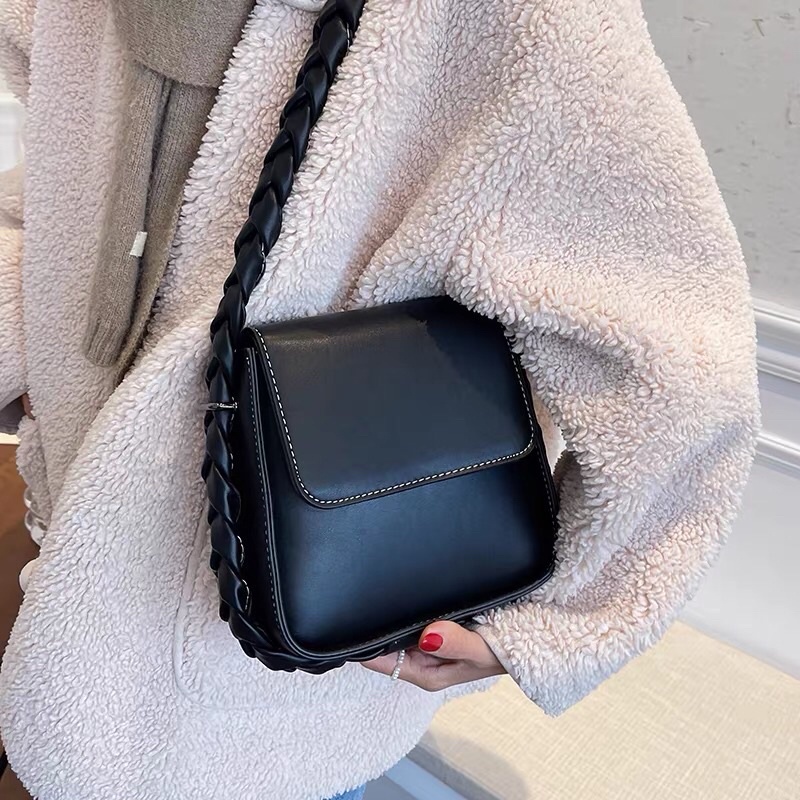 Túi kẹp nách túi xách nữ đeo vai dây đan da trơn kèm dây đeo chéo phong cách Hàn Quốc TKNADA04