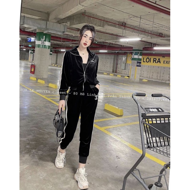 Set thể thao nhung phối viền