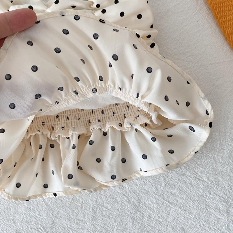 Bộ Áo Thun + Quần Short Họa Tiết Chấm Bi Phong Cách Hàn Nhật Hàng Mới Dành Cho Bé Gái