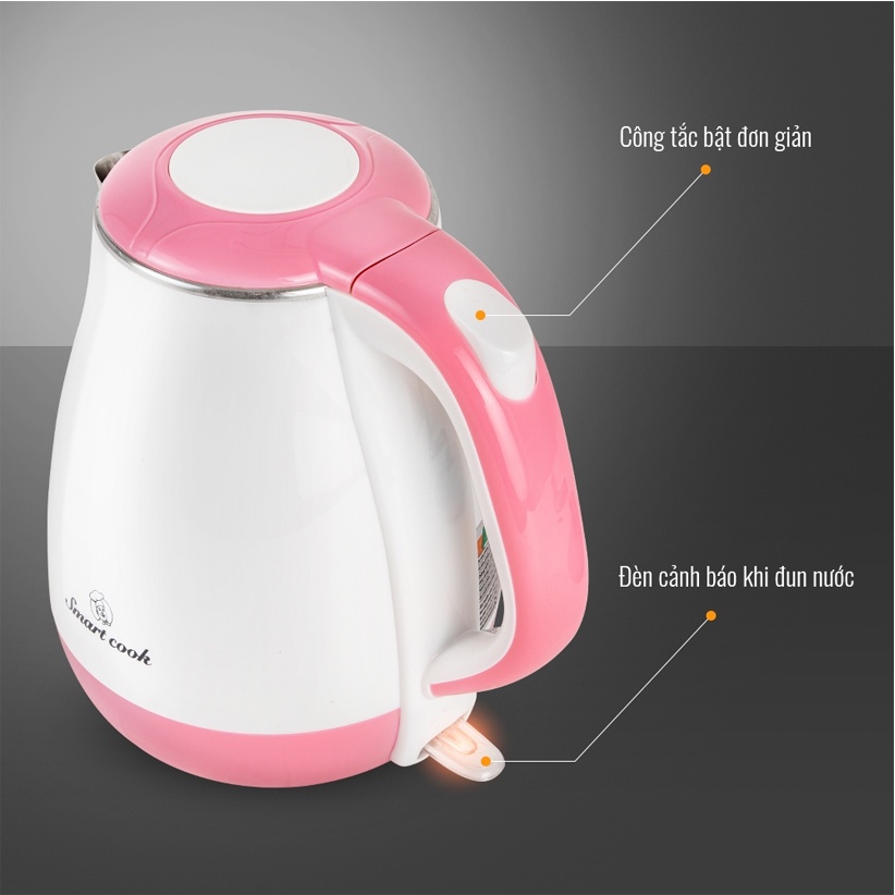 Ấm đun nước siêu tốc Smartcook (Elmich) 1,5L 1.5 Lít KES-3862 - Hàng chính hãng