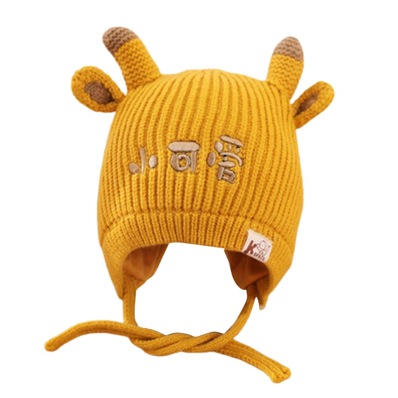 Mũ Beanie Dệt Kim Mềm Mại Hình Tai Động Vật Hoạt Hình Giữ Ấm Mùa Đông Cho Bé Trai Và Gái