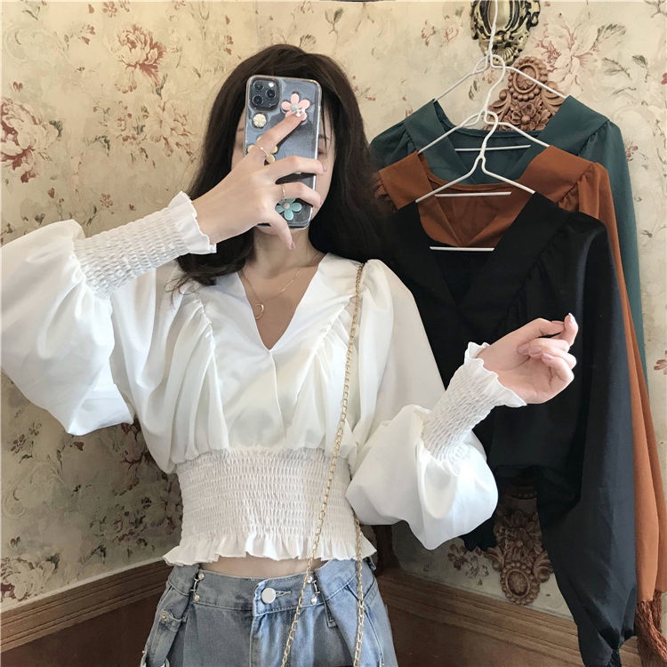 Áo Sơ Mi Tay Dài Cổ Chữ V Dáng Ôm Thời Trang 2022 Cho Nữ