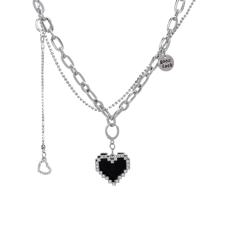 Vòng Cổ choker Mặt Trái Tim Màu Đen Phong Cách Hàn Quốc Sang Trọng Dành Cho Nữ
