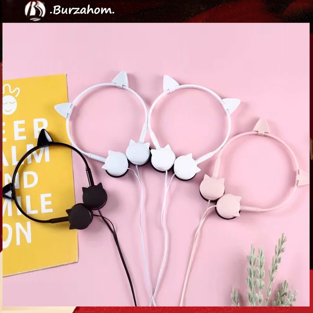 Tai Nghe Có Dây 3.5Mm 3.5Mm Hình Tai Mèo Dễ Thương Kèm Micro Cho Điện Thoại