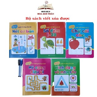 Sách - Bộ Vở Viết Xóa Được - Wipe Clean Luyện Viết Không Sợ Sai ( Bộ 5 Cuốn) - Tặng Kèm 2 Bút