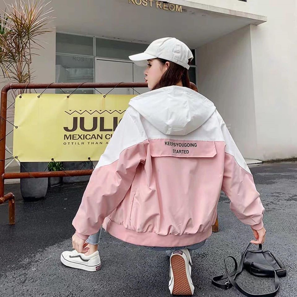 ÁO KHOÁC GIÓ NỮ, KHOÁC DÙ NỮ IN CHỮ SAU LƯNG CỰC XINH