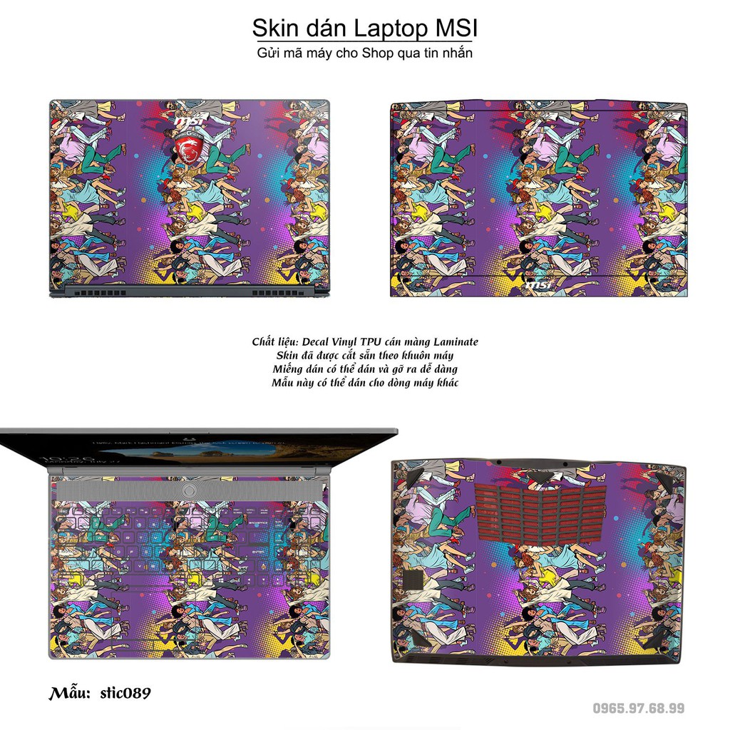 Skin dán Laptop MSI in hình Hoa văn sticker _nhiều mẫu 15 (inbox mã máy cho Shop)