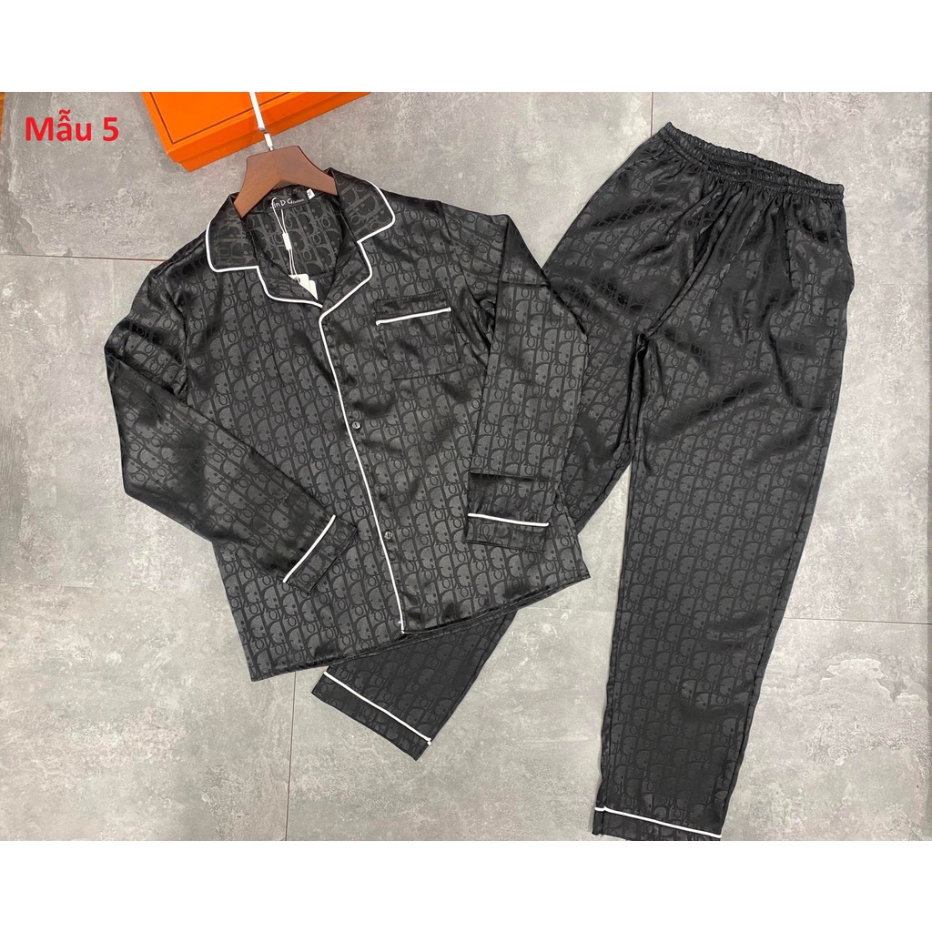 Bộ Ngủ Pyjama Lụa Dài Tay Phù Hợp Cả Nam Và Nữ, Bộ Ngủ Dài Tay Chất Lụa Gấm Cao Cấp