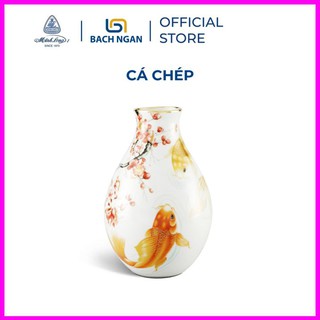 Bình Hoa Gốm Sứ Cao Cấp Minh Long 29cm Cá Chép Phong Thủy Hút Tài Lộc thích hợp bày trí nhà cửa và văn phòng