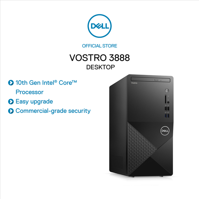 [Mã ELMALL1TR giảm 5% đơn 3TR] Máy Tính Để Bàn Dell Vostro 3888, i3-10100,4GB,1TB HDD, KB+M, McAfeeMDS,W10(70226499)