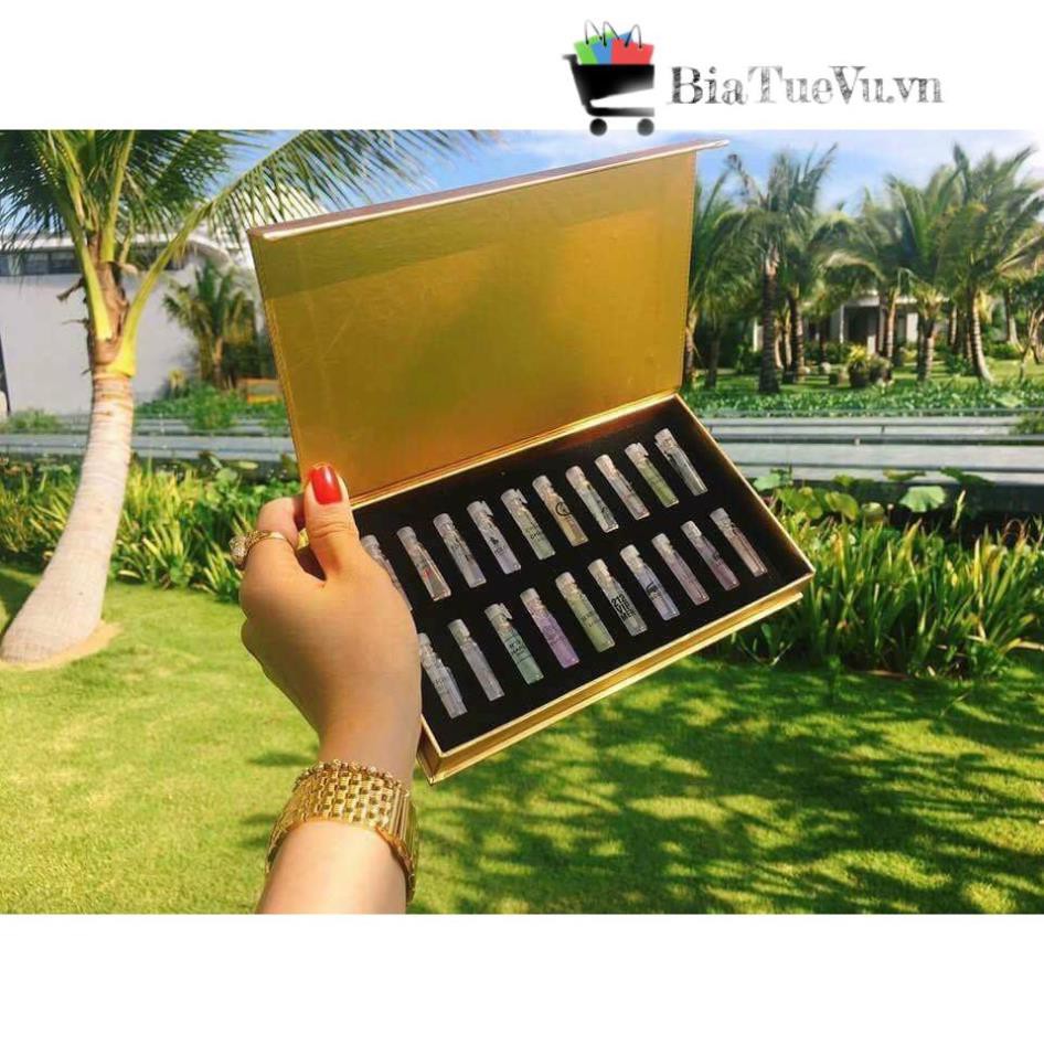 Set nước hoa test 20 ống mini hộp vàng sang trọng Rẻ Boutique | Thế Giới Skin Care